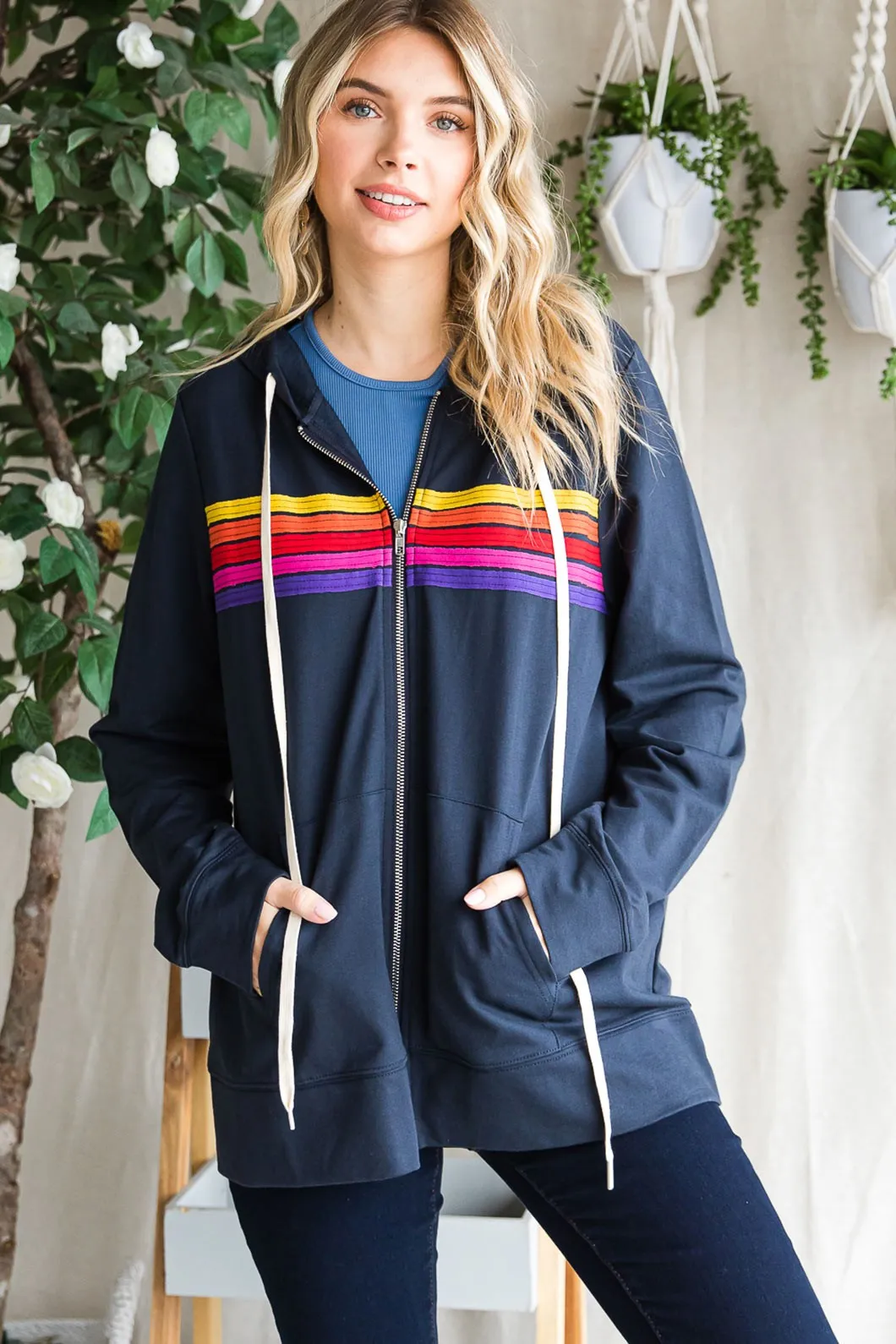 Peace Is The Way Fullzip Hoodie - Navy