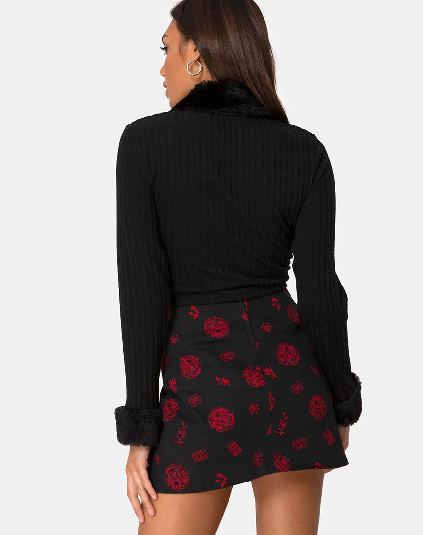 Pelmet Skirt in China Town Black Red