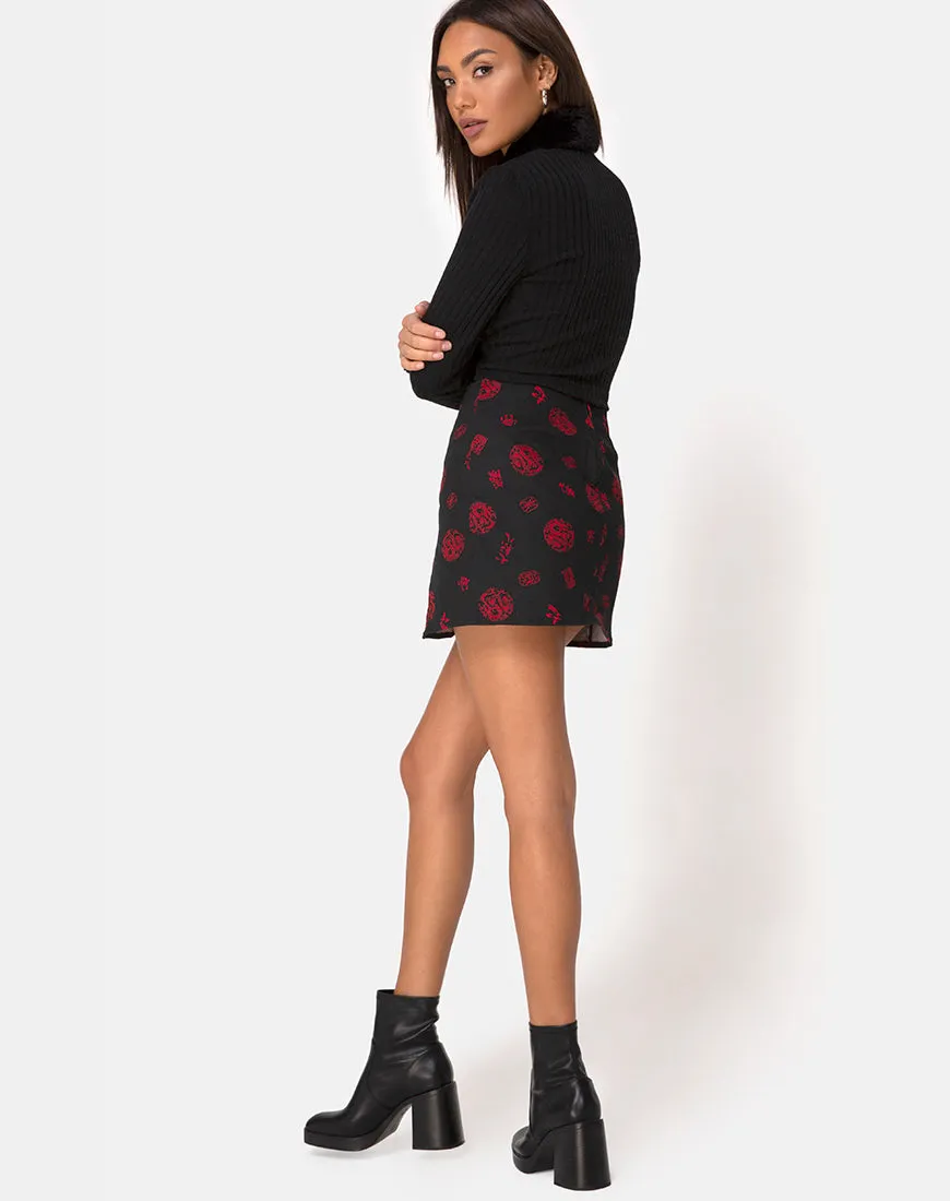 Pelmet Skirt in China Town Black Red