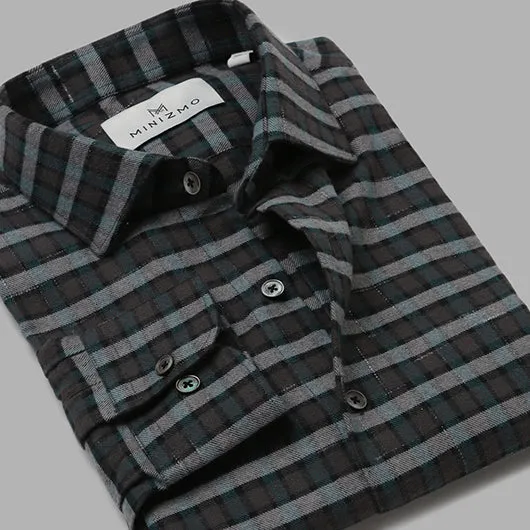 Pine Grey Brushed Cotton Check Shirt