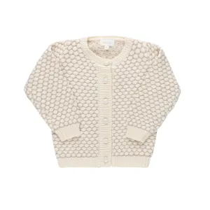 POINTELLE KNIT COLLECTION CARDIGAN/OVERALLS/BONNET-Beige