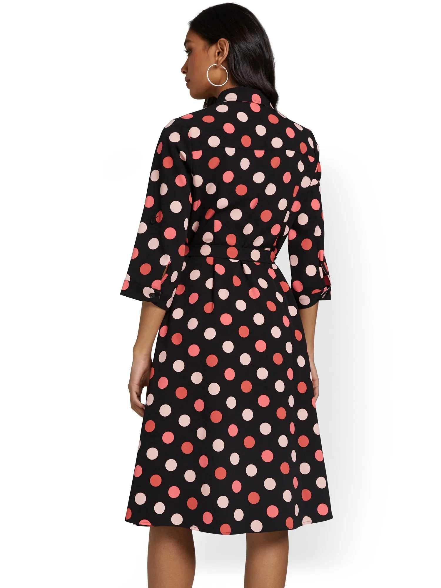 Polka-Dot Tie-Waist Shirtdress