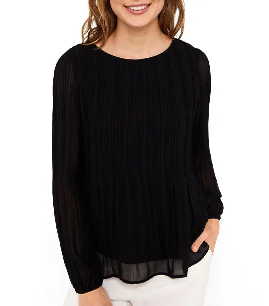 Printed Pleated Blouse Black