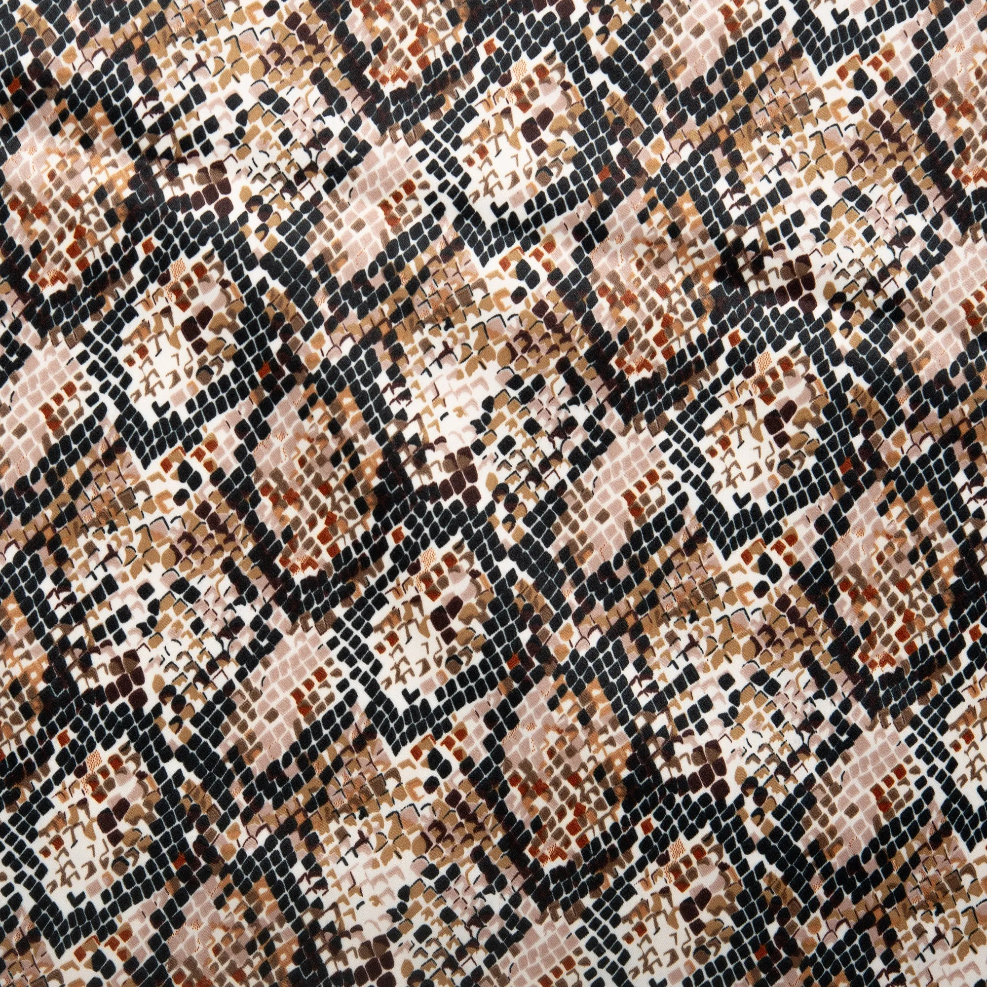 Printed Satin Velvet - CHARLOTTE - Snake - Brown