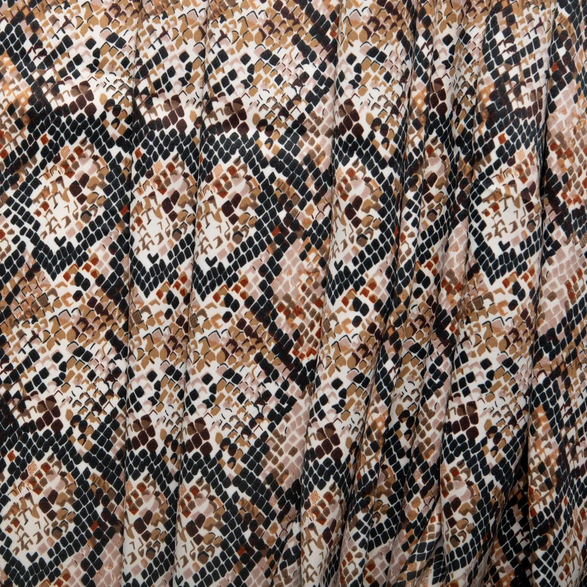 Printed Satin Velvet - CHARLOTTE - Snake - Brown