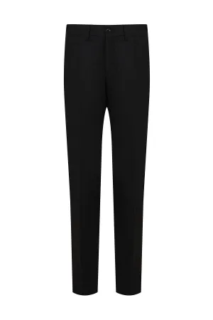 Regular Fit Low Waist Black Wool Dress Pants