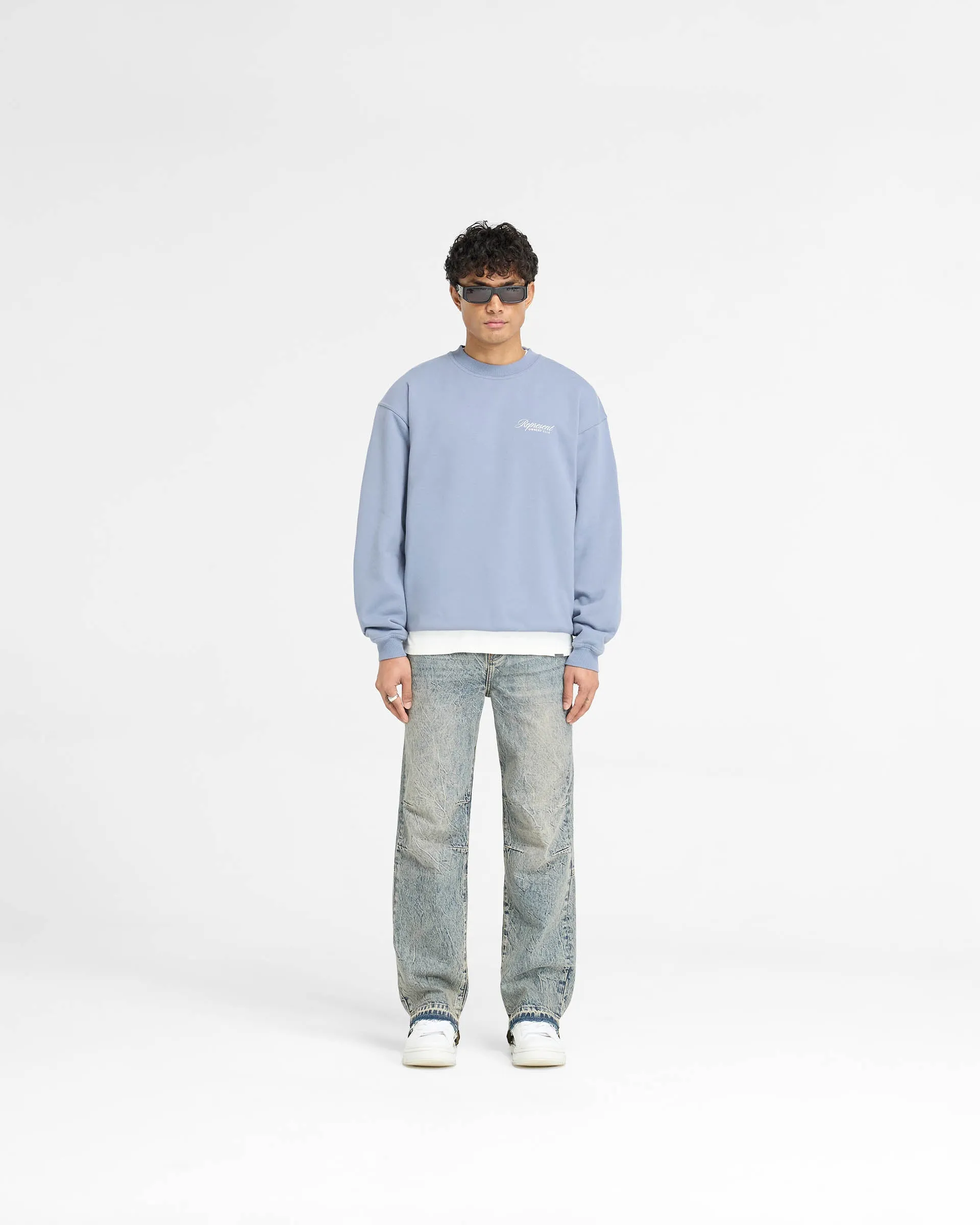 Represent Owners Club Script Sweater - Dusty Blue