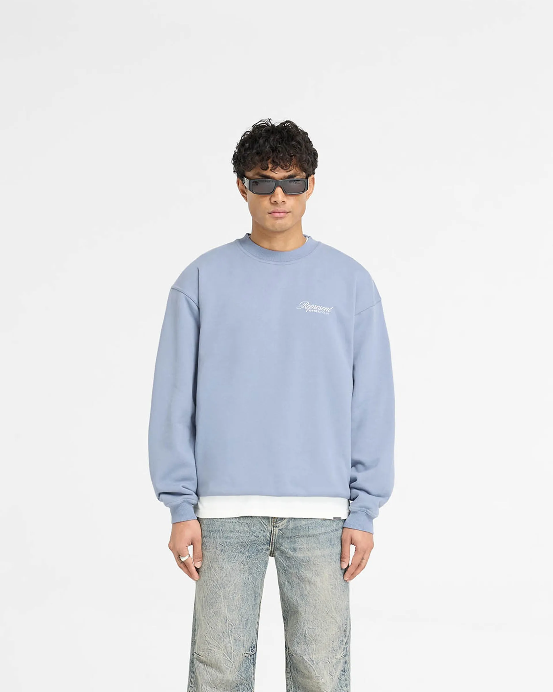 Represent Owners Club Script Sweater - Dusty Blue