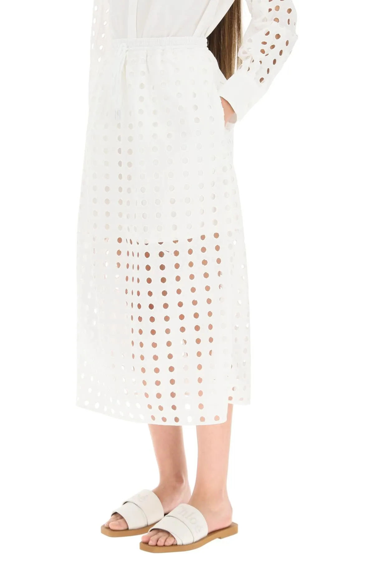 See by chloe openwork cotton skirt