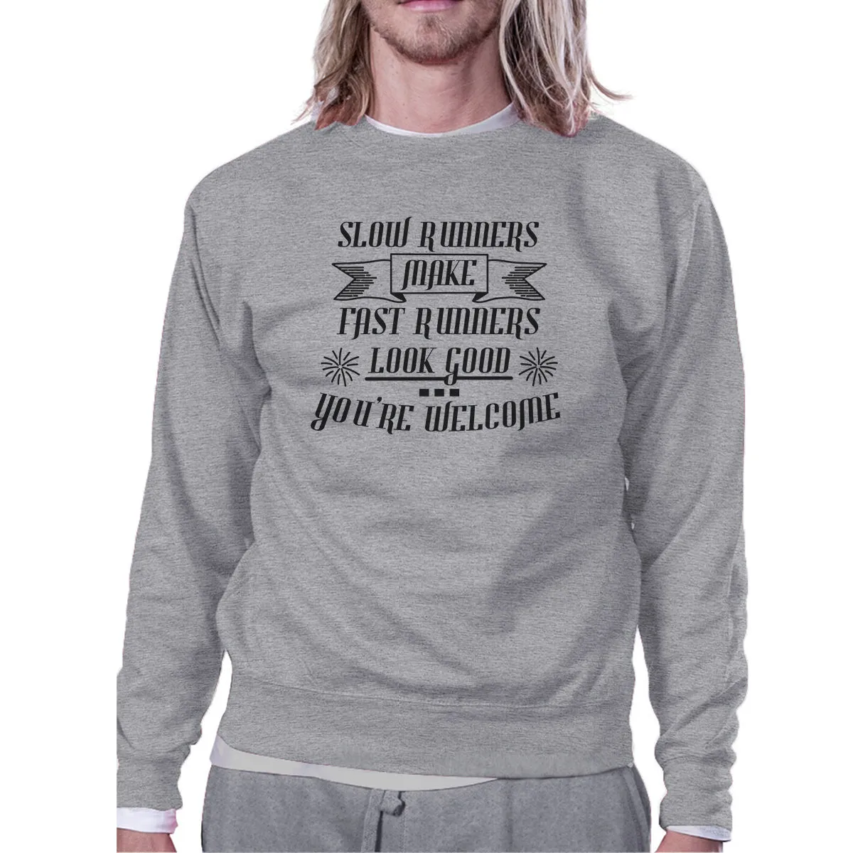 Slow Fast Runners Unisex Crewneck Sweatshirt Unique Gym Pullover