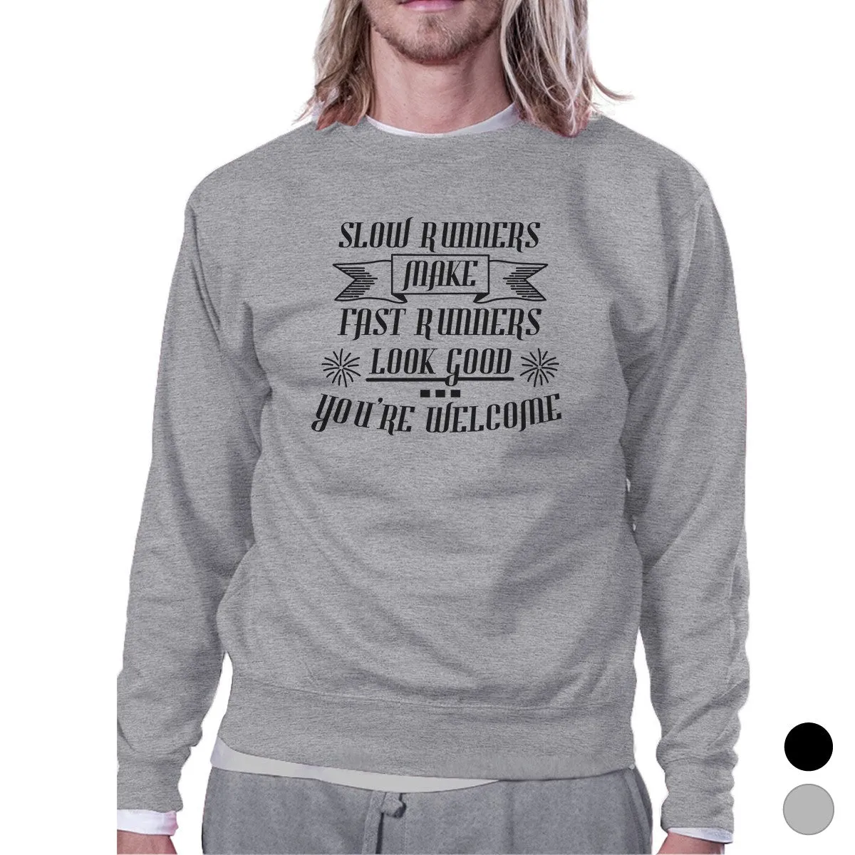 Slow Fast Runners Unisex Crewneck Sweatshirt Unique Gym Pullover