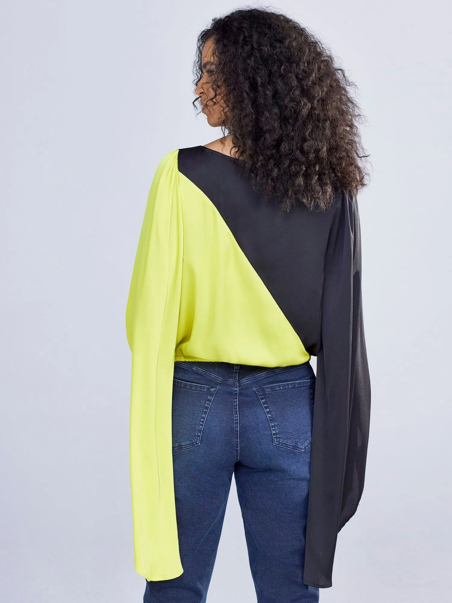 Spliced Flutter-Sleeve Top