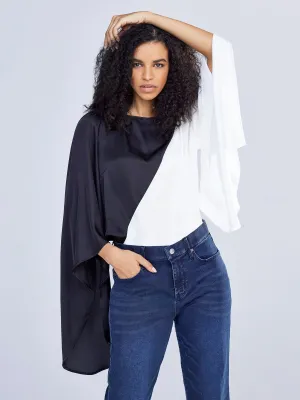 Spliced Flutter-Sleeve Top