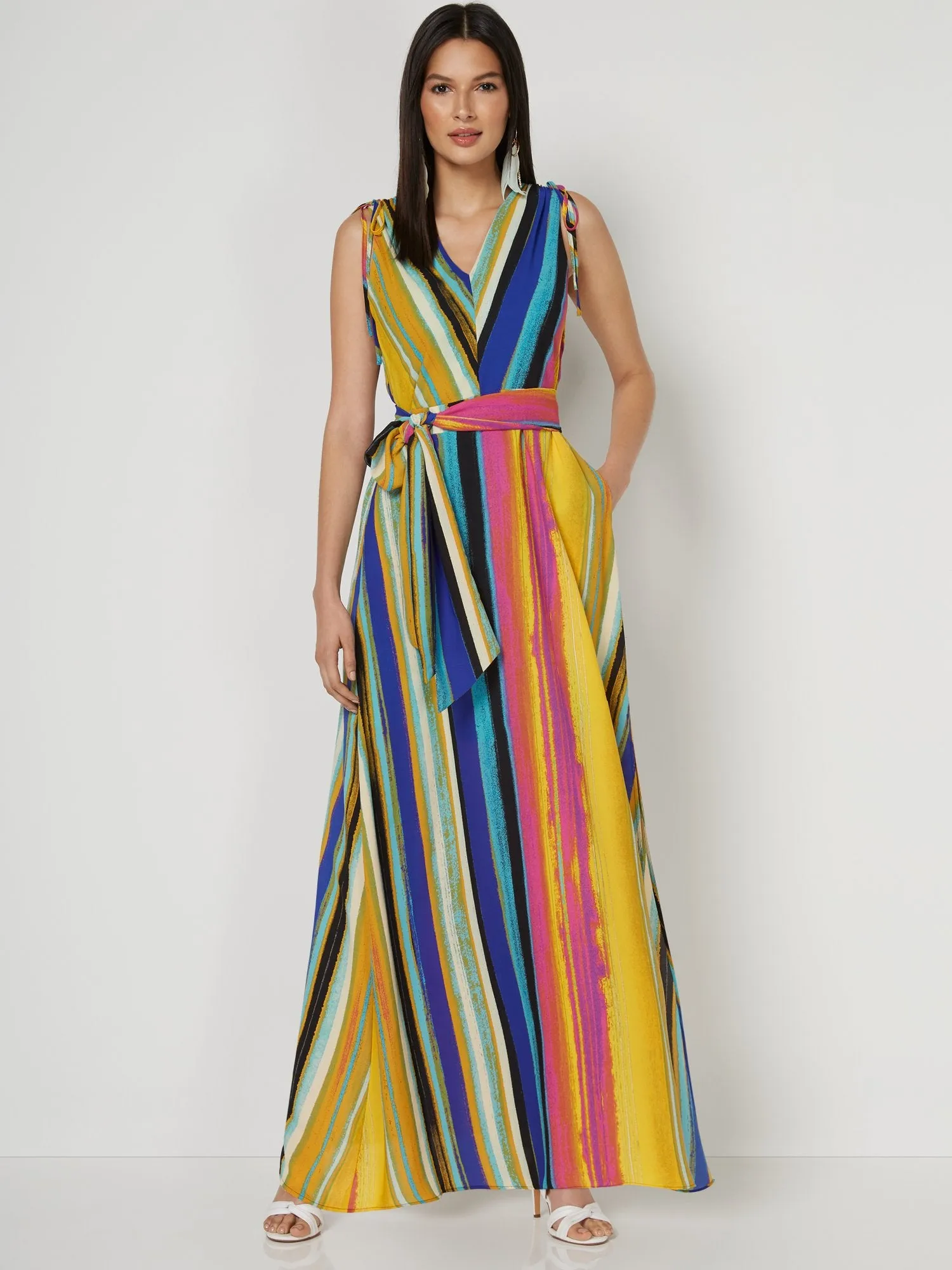 Stripe Slit Maxi Dress