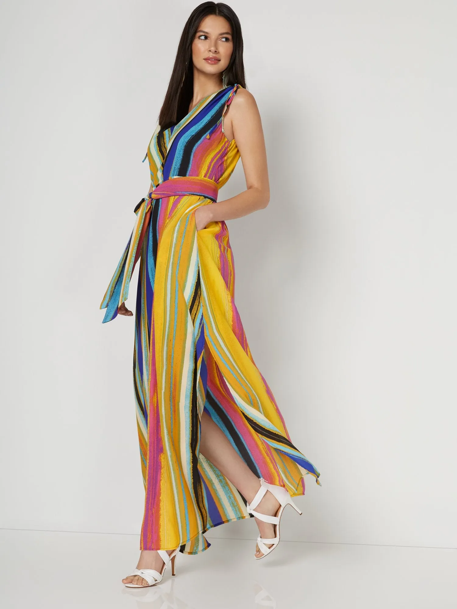 Stripe Slit Maxi Dress