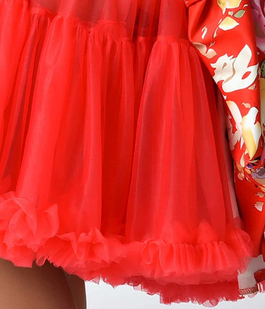 Unique Vintage Red Retro Style Ruffled Petticoat