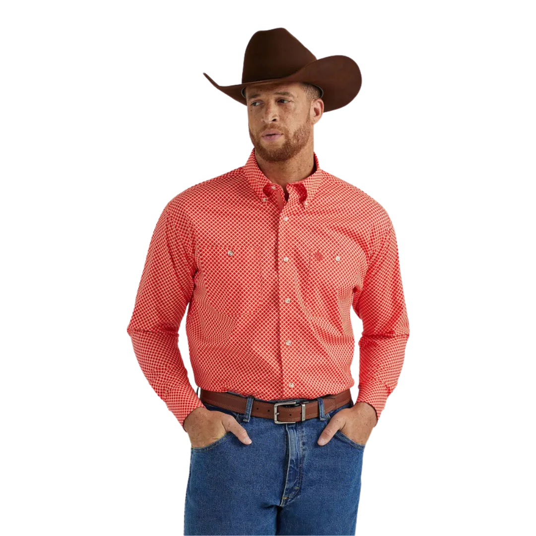 Wrangler Men's George Strait Fiesta Red Print Shirt