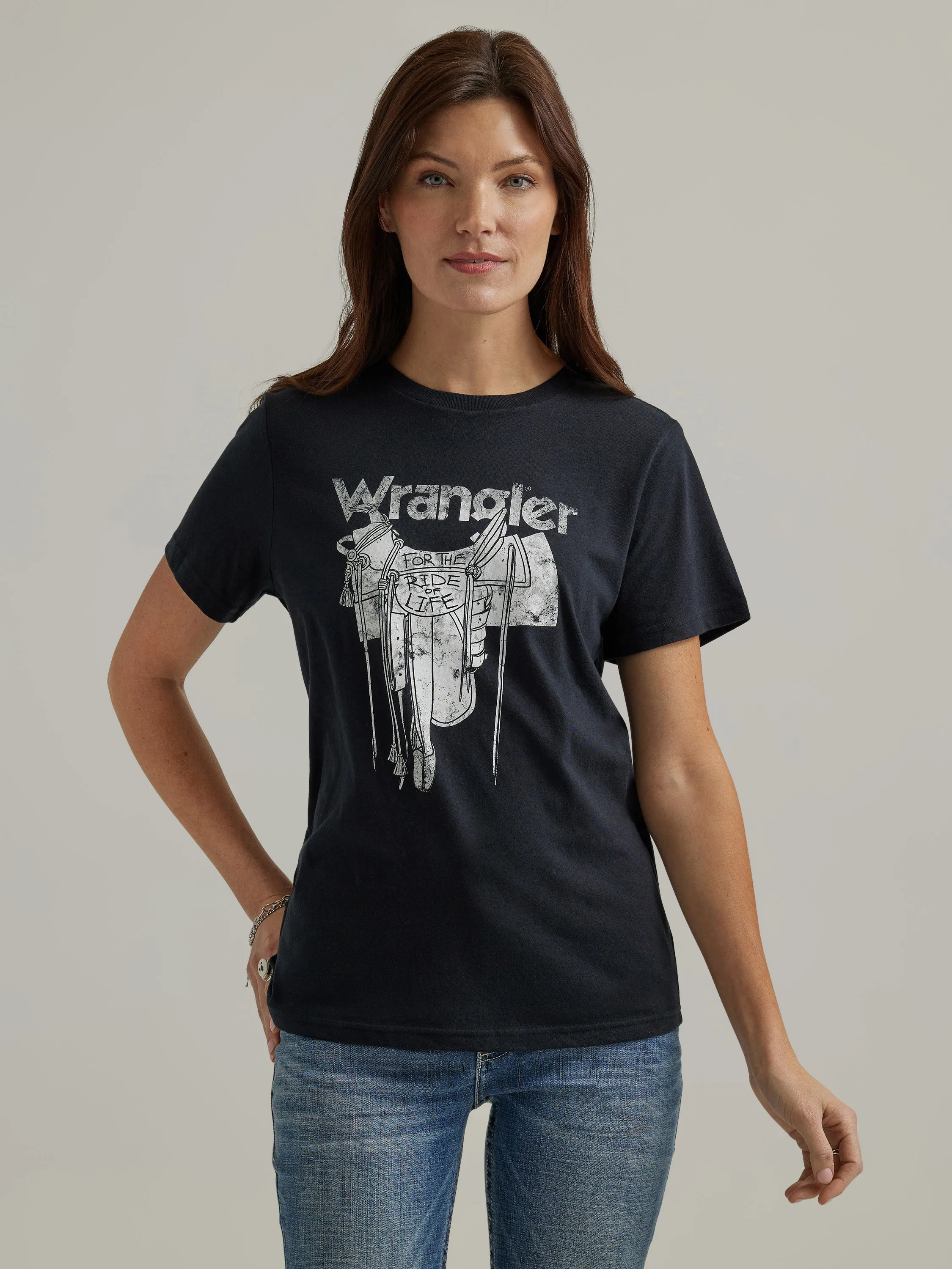 Wrangler Women's Jet Black Saddle Graphic Tee