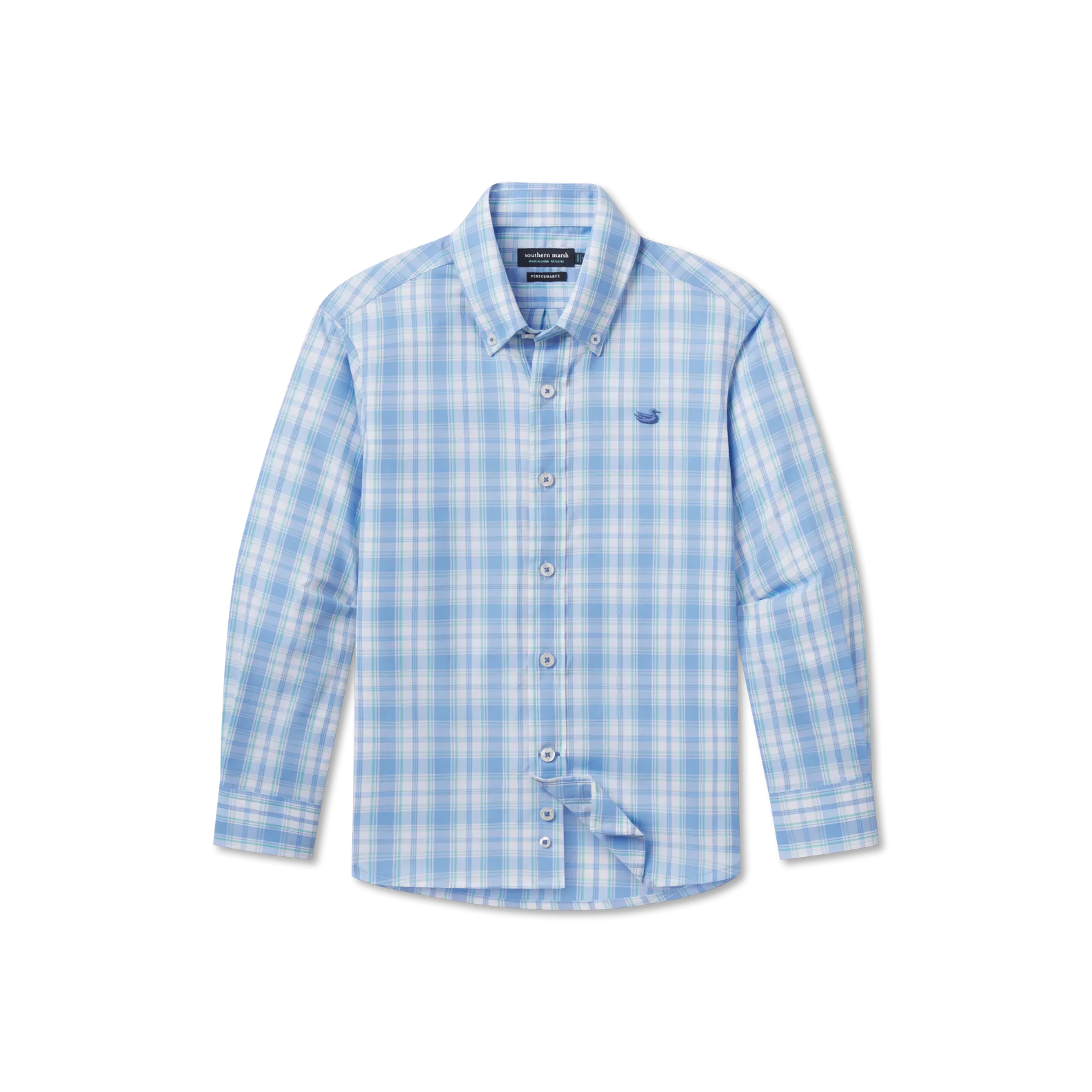 Youth Benton Performance Plaid Dress Shirt